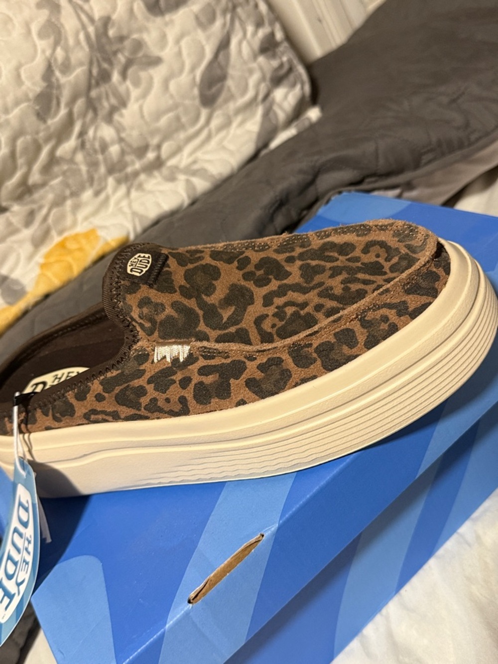 Hey Dude Leopard Print Slip-On Loafers - Brown/Cream